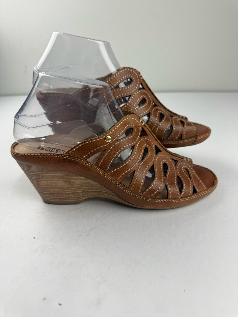 Pikolinos Womens 40 (US 9.5-10) Capri Brown Leather Wedge Sandals